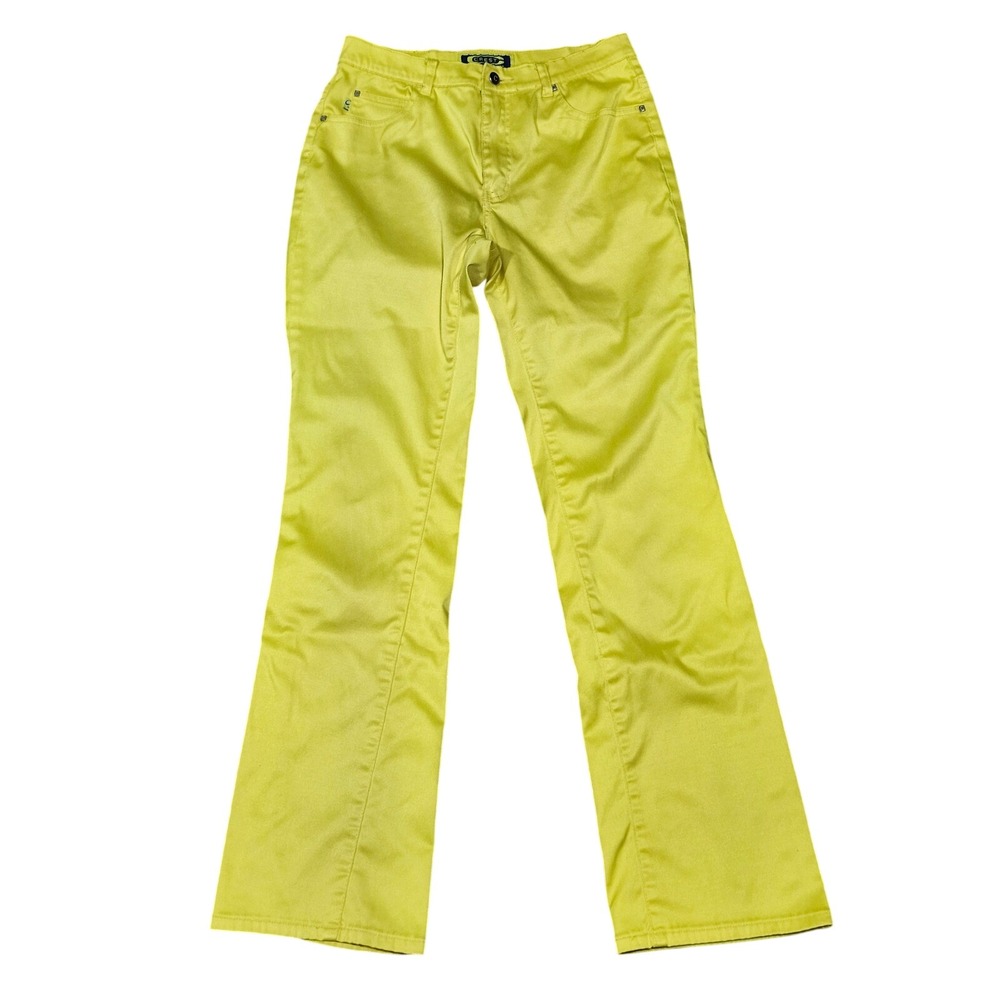 Crest Jeans USA Womens Yellow Stretch Flare club Pants Size 13 Mid Rise 30 x 32